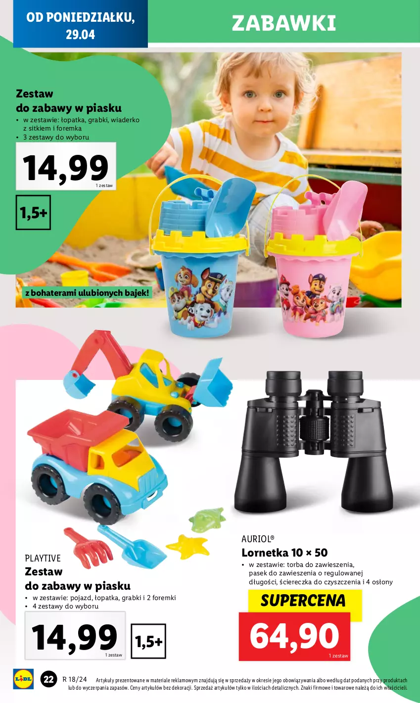 Gazetka promocyjna Lidl - GAZETKA - ważna 29.04 do 04.05.2024 - strona 24 - produkty: Foremki, Gra, Lornetka, Pasek, Pojazd, Tera, Torba