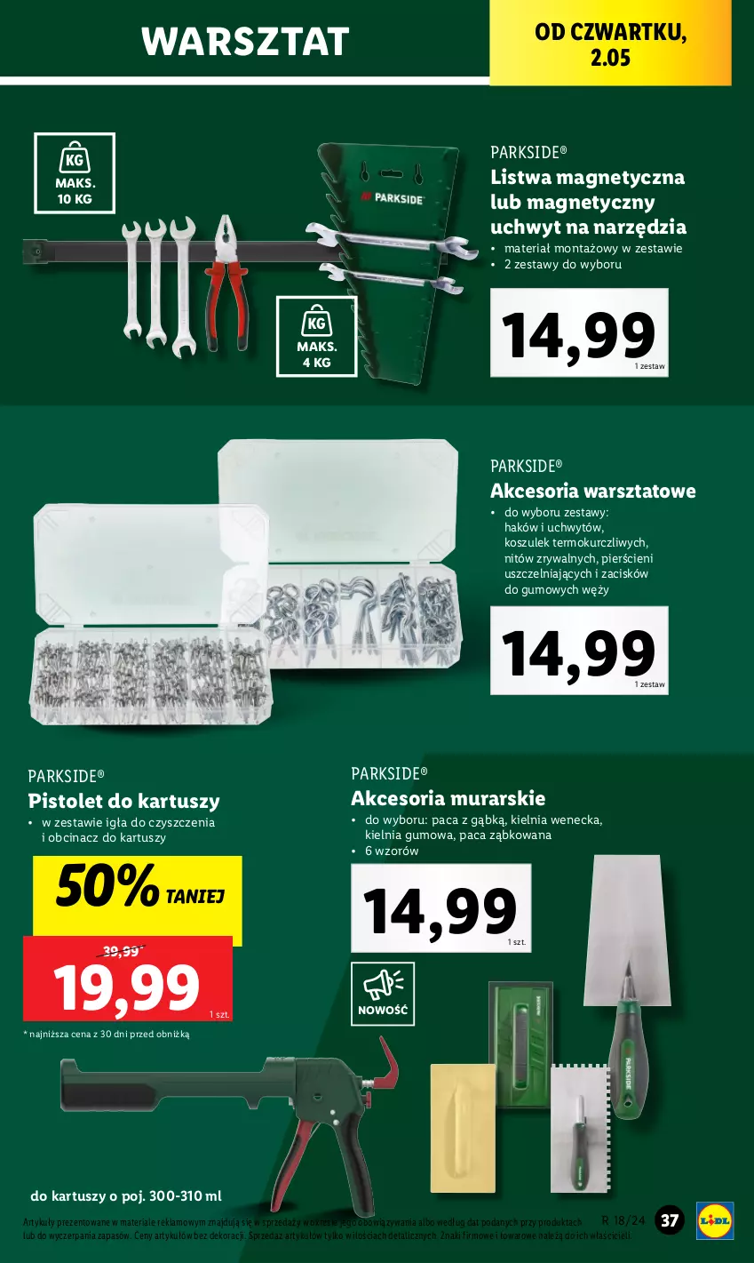 Gazetka promocyjna Lidl - GAZETKA - ważna 29.04 do 04.05.2024 - strona 39 - produkty: Kosz, Listwa, Parkside, Pistolet, Tusz