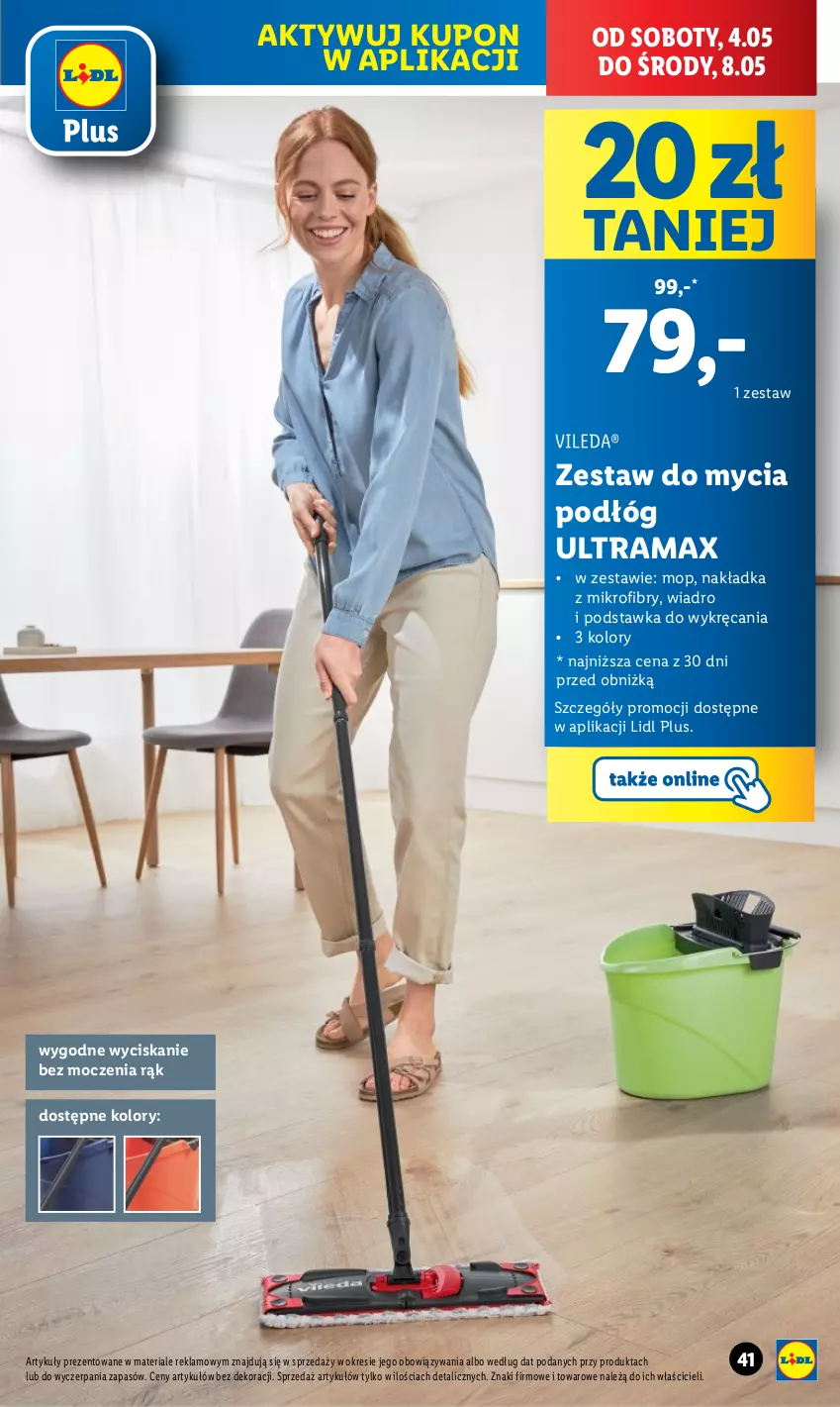 Gazetka promocyjna Lidl - GAZETKA - ważna 29.04 do 04.05.2024 - strona 43 - produkty: Mop, Rama, Vileda, Wiadro