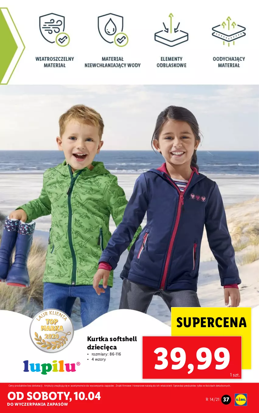 Gazetka promocyjna Lidl - GAZETKA - ważna 06.04 do 10.04.2021 - strona 37 - produkty: Dzieci, Kurtka, Kurtka softshell