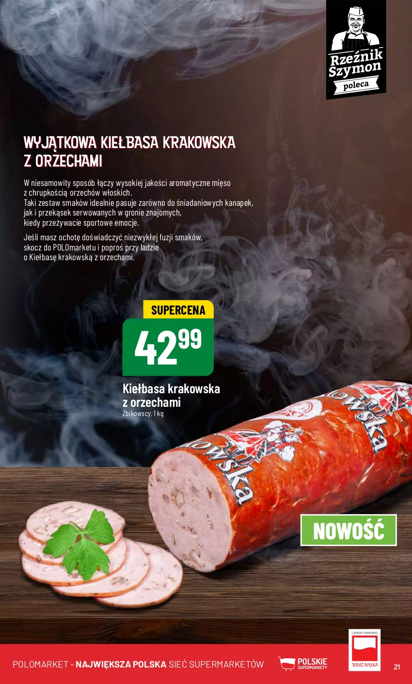 Gazetka promocyjna PoloMarket - Gazetka pomocyjna - ważna 28.02 do 05.03.2024 - strona 21 - produkty: Danio, Kiełbasa, Kiełbasa krakowska, Koc, Mięso, Por, Ser, Sok, Sport