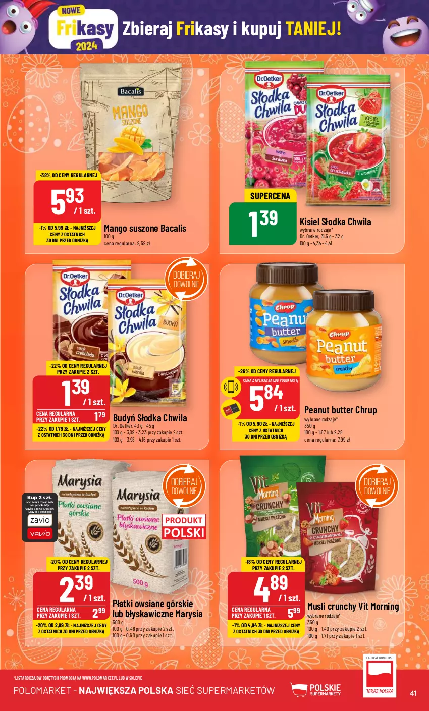 Gazetka promocyjna PoloMarket - Gazetka pomocyjna - ważna 28.02 do 05.03.2024 - strona 41 - produkty: Budyń, Dr. Oetker, Kisiel, Mango, Mango suszone, Mus, Płatki owsiane, Słodka Chwila