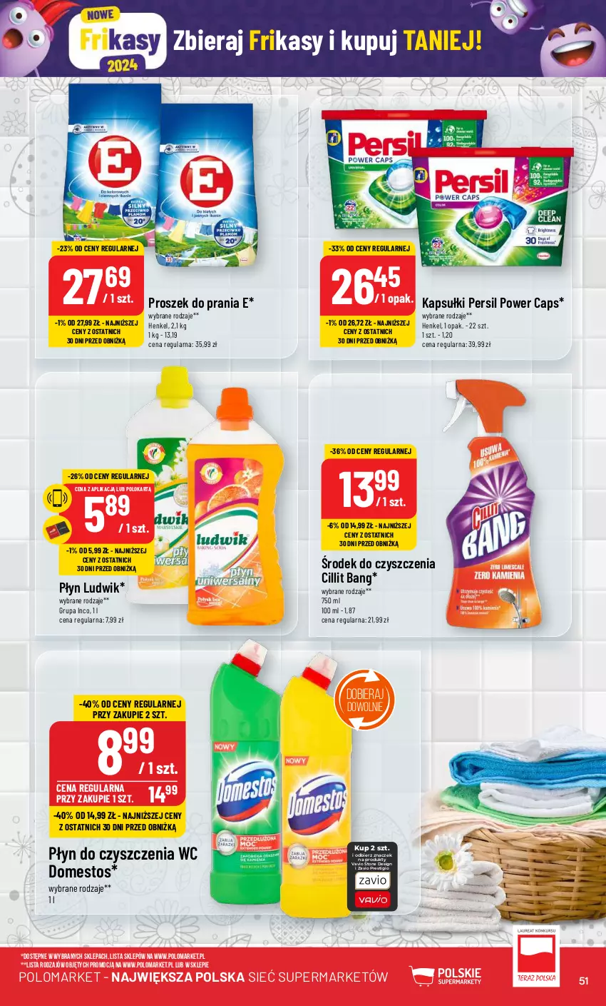 Gazetka promocyjna PoloMarket - Gazetka pomocyjna - ważna 28.02 do 05.03.2024 - strona 51 - produkty: Cillit Bang, Domestos, Ludwik, Persil, Płyn do czyszczenia wc, Proszek do prania