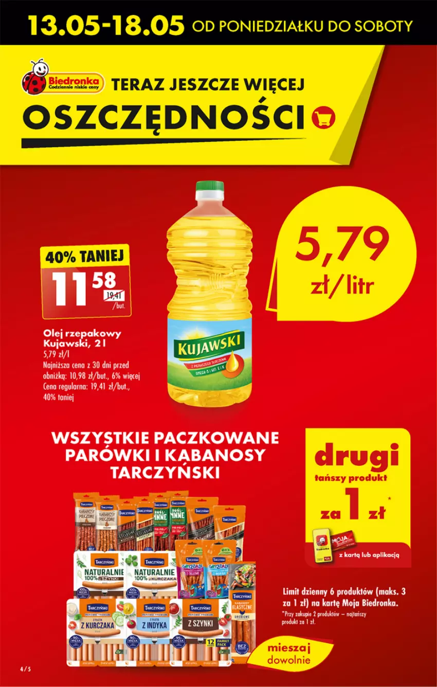 Gazetka promocyjna Biedronka - Od poniedzialku - ważna 13.05 do 18.05.2024 - strona 4 - produkty: Dron, Kabanos, Kujawski, Olej, Olej rzepakowy