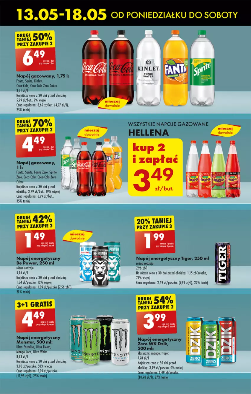 Gazetka promocyjna Biedronka - Od poniedzialku - ważna 13.05 do 18.05.2024 - strona 41 - produkty: Coca-Cola, Fa, Fanta, Gra, Mango, Napój, Napój energetyczny, Napój gazowany, Napoje, Sprite, Tiger