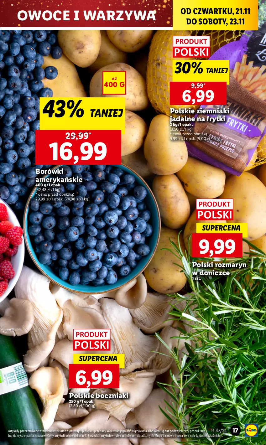 Gazetka promocyjna Lidl - GAZETKA - ważna 21.11 do 23.11.2024 - strona 19 - produkty: Boczniak, Frytki, Owoce, Warzywa, Ziemniaki