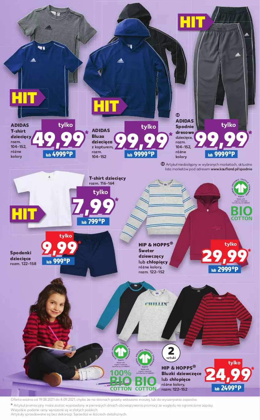 Gazetka promocyjna Kaufland - Katalog PRZYGOTUJ SIĘ DO SZKOŁY!  Oferta ważna  od  19.08.2021 do 04.09.2021 lub do wyczerpania zapasów - ważna 19.08 do 04.09.2021 - strona 13 - produkty: Adidas, Bluza, Dres, Dzieci, Gra, Spodnie, Spodnie dresowe, Sweter, T-shirt