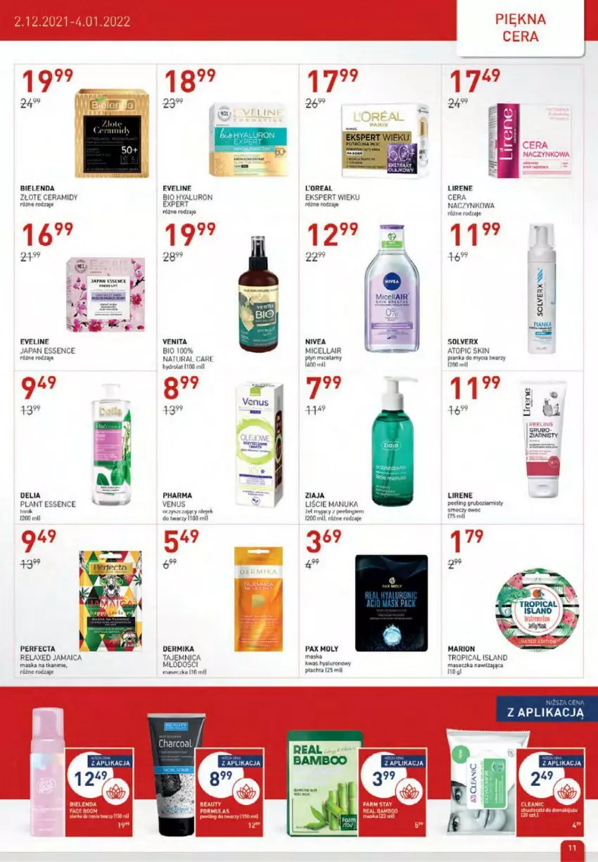 Gazetka promocyjna Drogerie Jawa - ważna 02.12 do 04.01.2021 - strona 11 - produkty: Bielenda, Cleanic, Dermika, Eveline, Fa, Isla, Lirene, Maska, Nivea, Peeling, Perfecta, Pliska, Top, Tropical, Venus, Ziaja