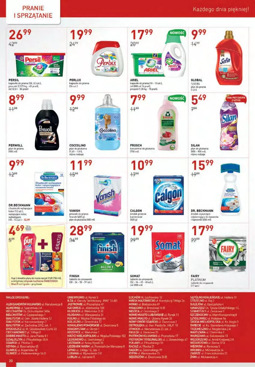 Gazetka promocyjna Drogerie Jawa - ważna 02.12 do 04.01.2021 - strona 20 - produkty: Ariel, Calgon, Chusteczki, Coccolino, Dywan, Fa, Fairy, Finish, Gra, LG, Persil, Perwoll, Silan, Tablet, Vanish, Zmywaki kuchenne