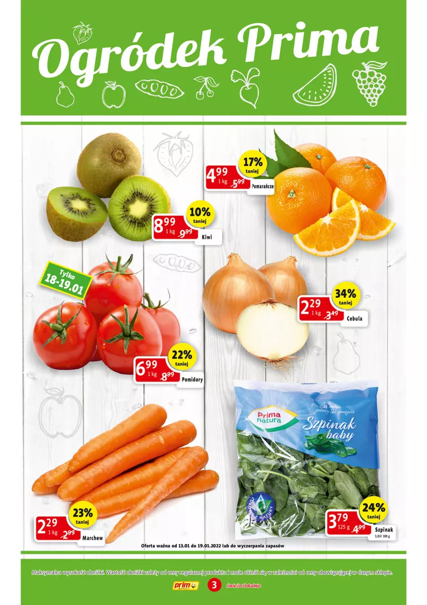 Gazetka promocyjna Prim Market - Gazetka - ważna 13.01 do 19.01.2022 - strona 3 - produkty: Cebula, Szpinak