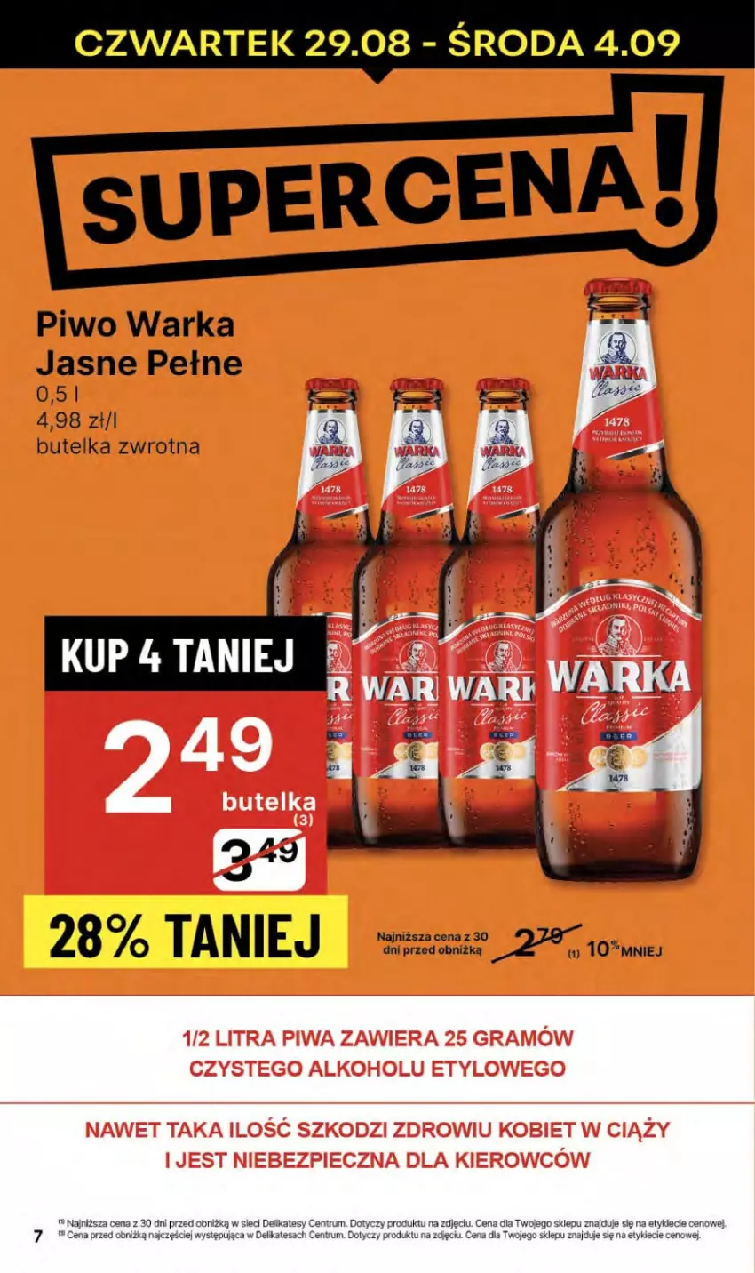 Gazetka promocyjna Delikatesy Centrum - NOWA GAZETKA Delikatesy Centrum od 29 sierpnia! 29.08-4.09.2024 - ważna 29.08 do 04.09.2024 - strona 7 - produkty: Gra, Piec, Piwa, Piwo, Warka