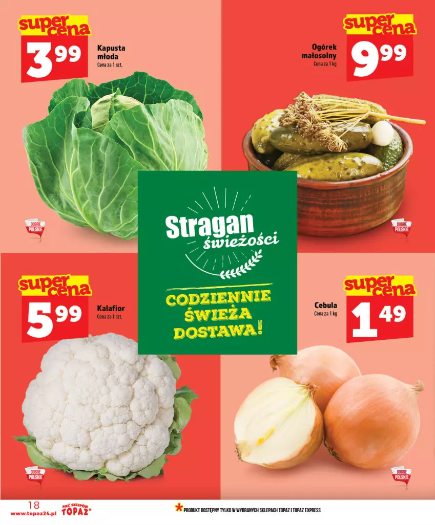 Gazetka promocyjna Topaz - Gazetka - ważna 03.06 do 10.06.2026 - strona 18 - produkty: Cebula, Kalafior, Ogórek, Top