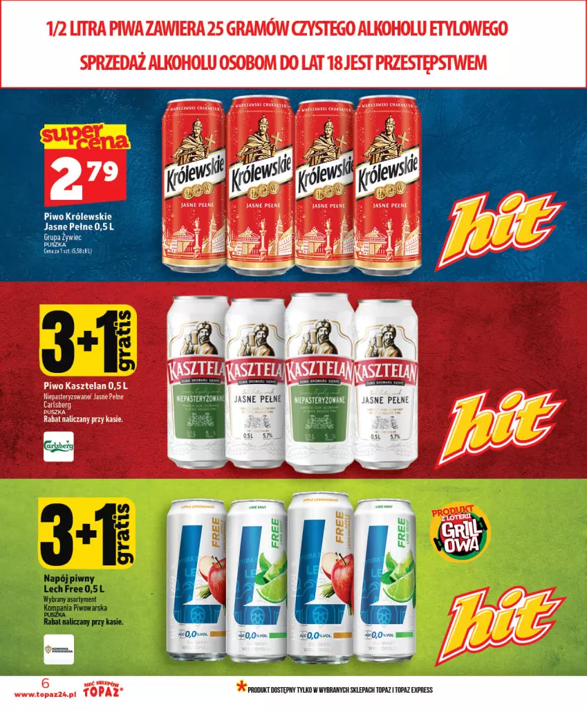 Gazetka promocyjna Topaz - Gazetka - ważna 03.06 do 10.06.2026 - strona 6 - produkty: Królewski, Napój, Piwo, Top