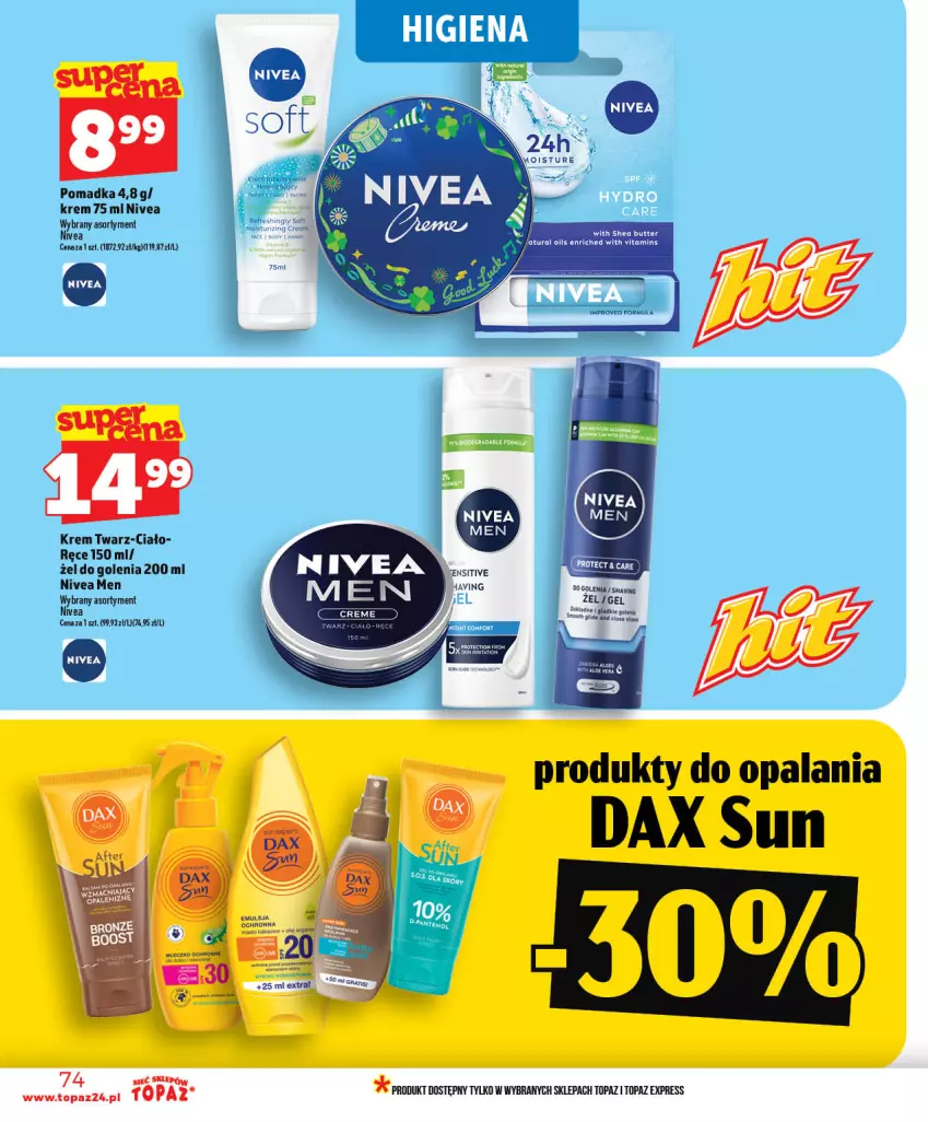 Gazetka promocyjna Topaz - Gazetka - ważna 03.06 do 10.06.2026 - strona 74 - produkty: DAX, Nivea, Nivea Men, Top