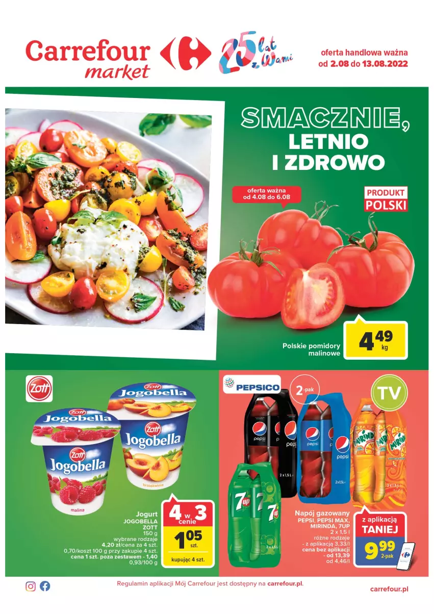 Gazetka promocyjna Carrefour - Gazetka Market - ważna 02.08 do 13.08.2022 - strona 1 - produkty: Bell, Bella, Jogobella, Kosz, LG, Pomidory, Zott