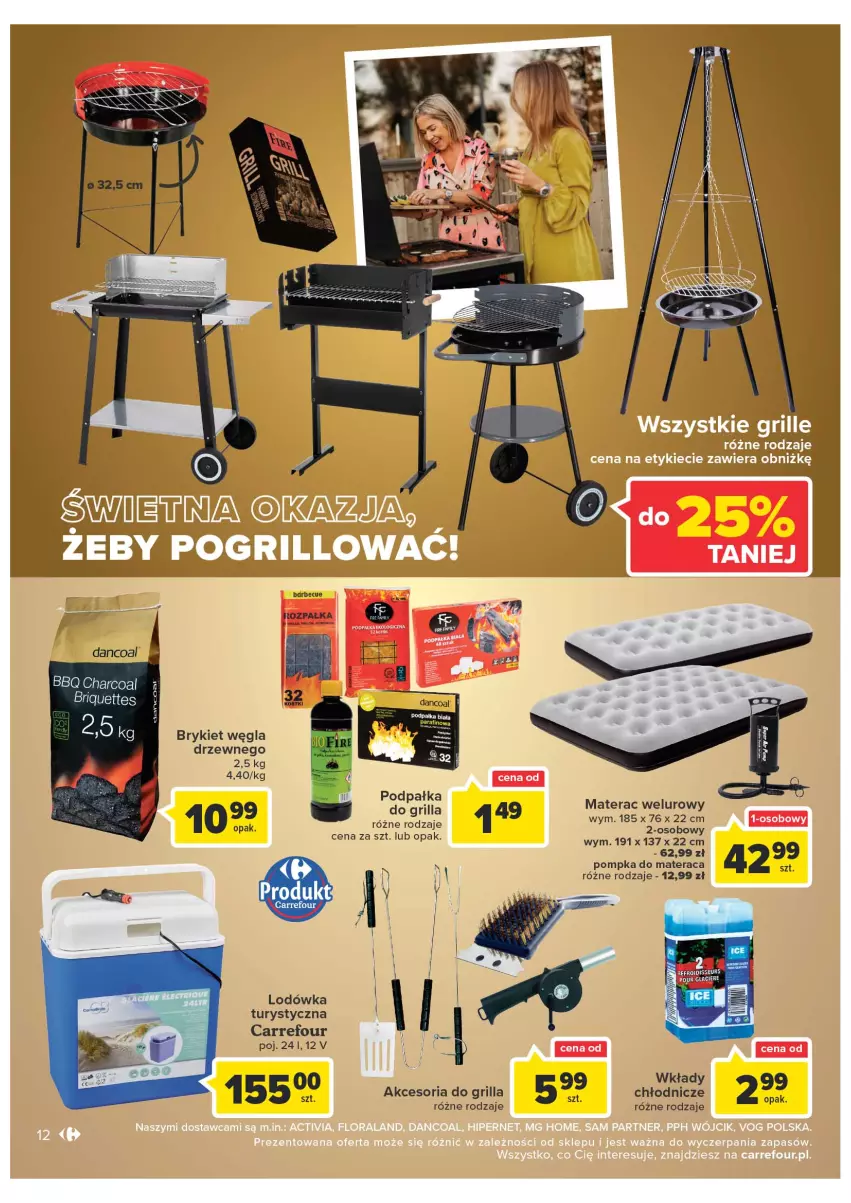 Gazetka promocyjna Carrefour - Gazetka Market - ważna 02.08 do 13.08.2022 - strona 12 - produkty: Grill, Lodówka, Materac, Pompka, Tera