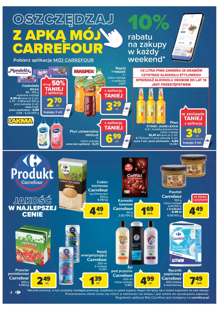 Gazetka promocyjna Carrefour - Gazetka Market - ważna 02.08 do 13.08.2022 - strona 4 - produkty: Cukier, Gra, Kosz, Królik, Napój, Pasztet, Piwa, Piwo, Ręcznik, Sidolux