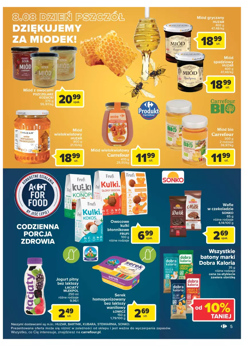 Gazetka promocyjna Carrefour - Gazetka Market - ważna 02.08 do 13.08.2022 - strona 5 - produkty: Baton, Gry, Jogurt, Jogurt pitny, Miód, Nektar, Por, Sonko, Wafle