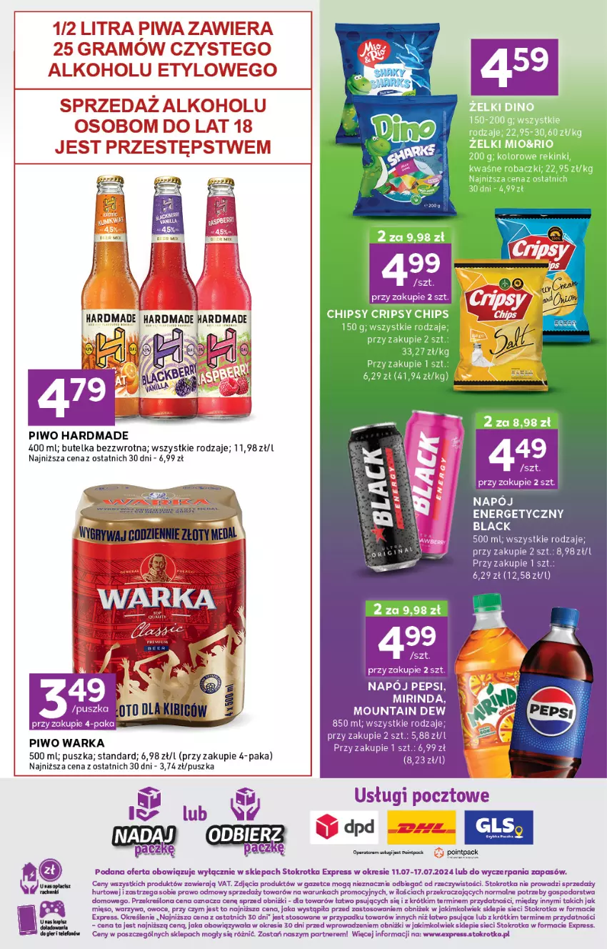 Gazetka promocyjna Stokrotka - Stokrotka Express - ważna 11.07 do 17.07.2024 - strona 3 - produkty: Gra, Lack, LG, Mirinda, Napój, Napój energetyczny, Owoce, Pepsi, Piwa, Piwo, Warka, Warzywa