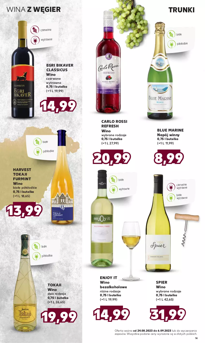 Gazetka promocyjna Kaufland - Barek Kauflandu - ważna 24.08 do 06.09.2023 - strona 14 - produkty: Carlo Rossi, Napój, Tokaji, Wino, Wino bezalkoholowe, Wino białe, Wino czerwone