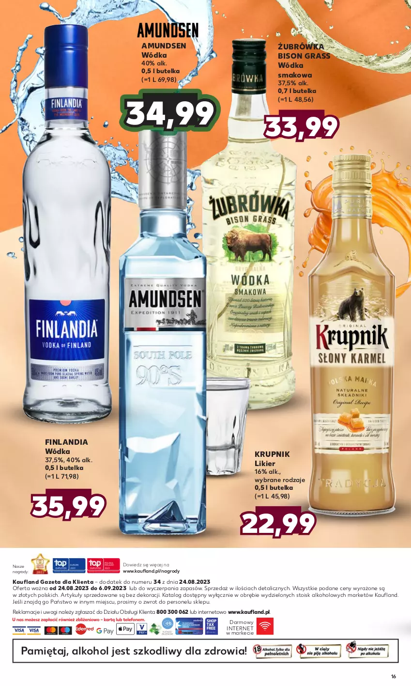 Gazetka promocyjna Kaufland - Barek Kauflandu - ważna 24.08 do 06.09.2023 - strona 16 - produkty: Amundsen, Finlandia, Gra, Krupnik, Likier, Mięta, Wagi, Wódka