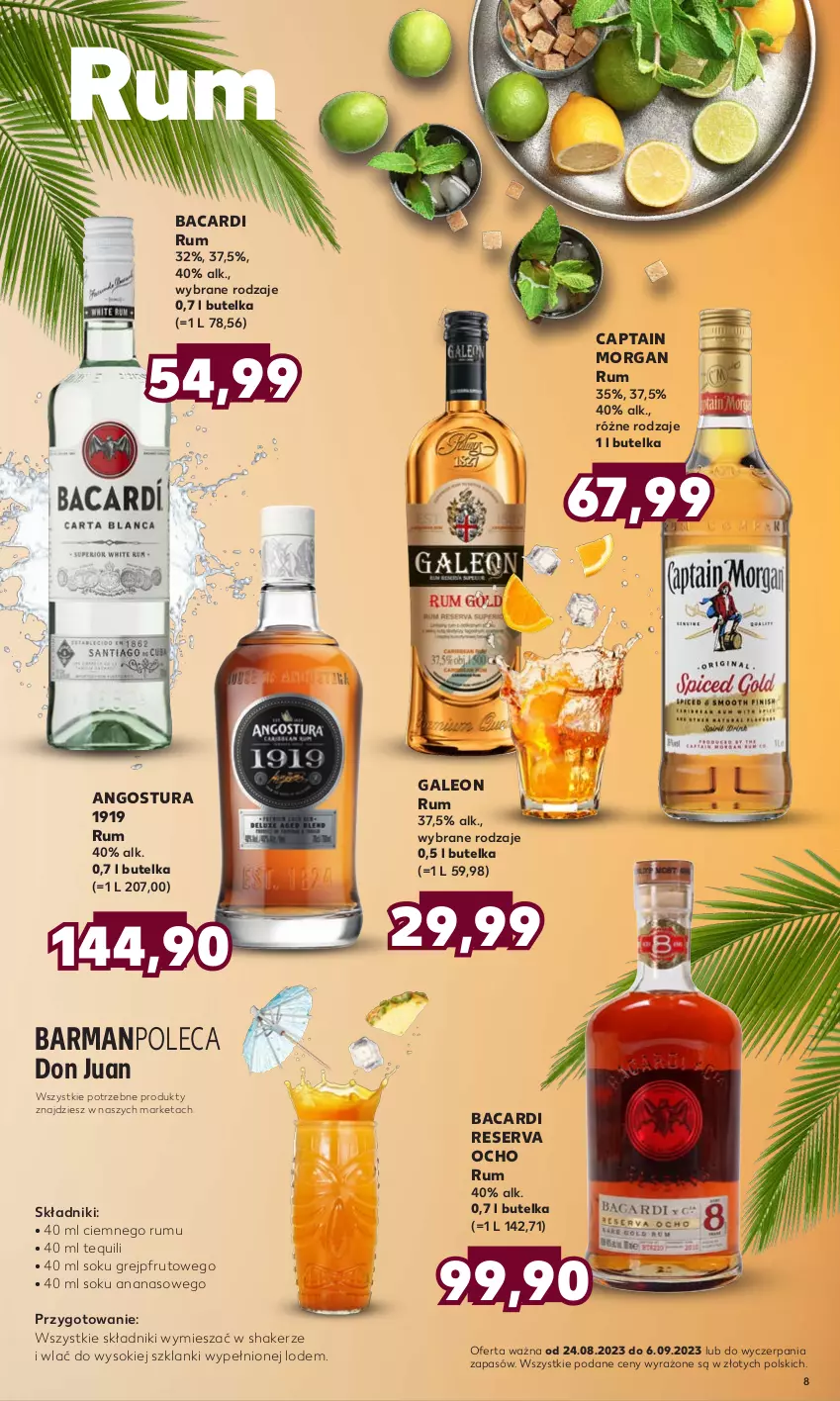 Gazetka promocyjna Kaufland - Barek Kauflandu - ważna 24.08 do 06.09.2023 - strona 8 - produkty: Ananas, Bacardi, Captain Morgan, Grejpfrut, Lanki, Leon, Rum, Ser, Sok