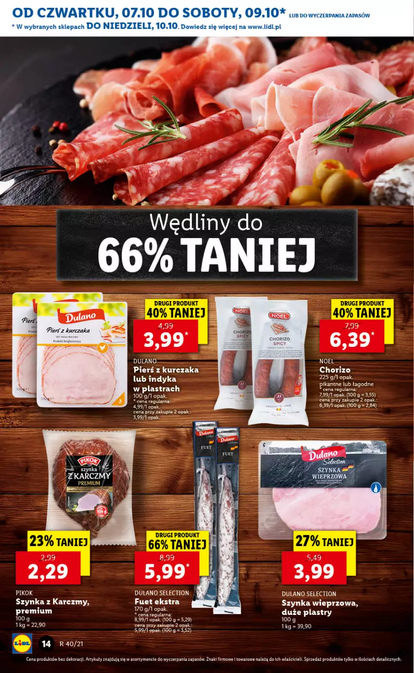 Gazetka promocyjna Lidl - GAZETKA - ważna 07.10 do 10.10.2021 - strona 14 - produkty: Dulano, Kurczak, PIKOK, Szynka, Szynka wieprzowa