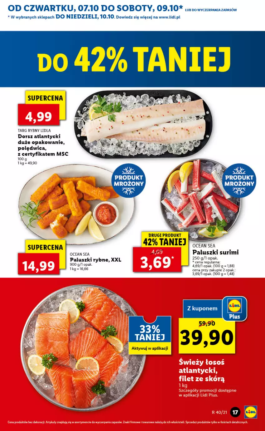 Gazetka promocyjna Lidl - GAZETKA - ważna 07.10 do 10.10.2021 - strona 17 - produkty: Dorsz, Paluszki rybne, Polędwica, Surimi