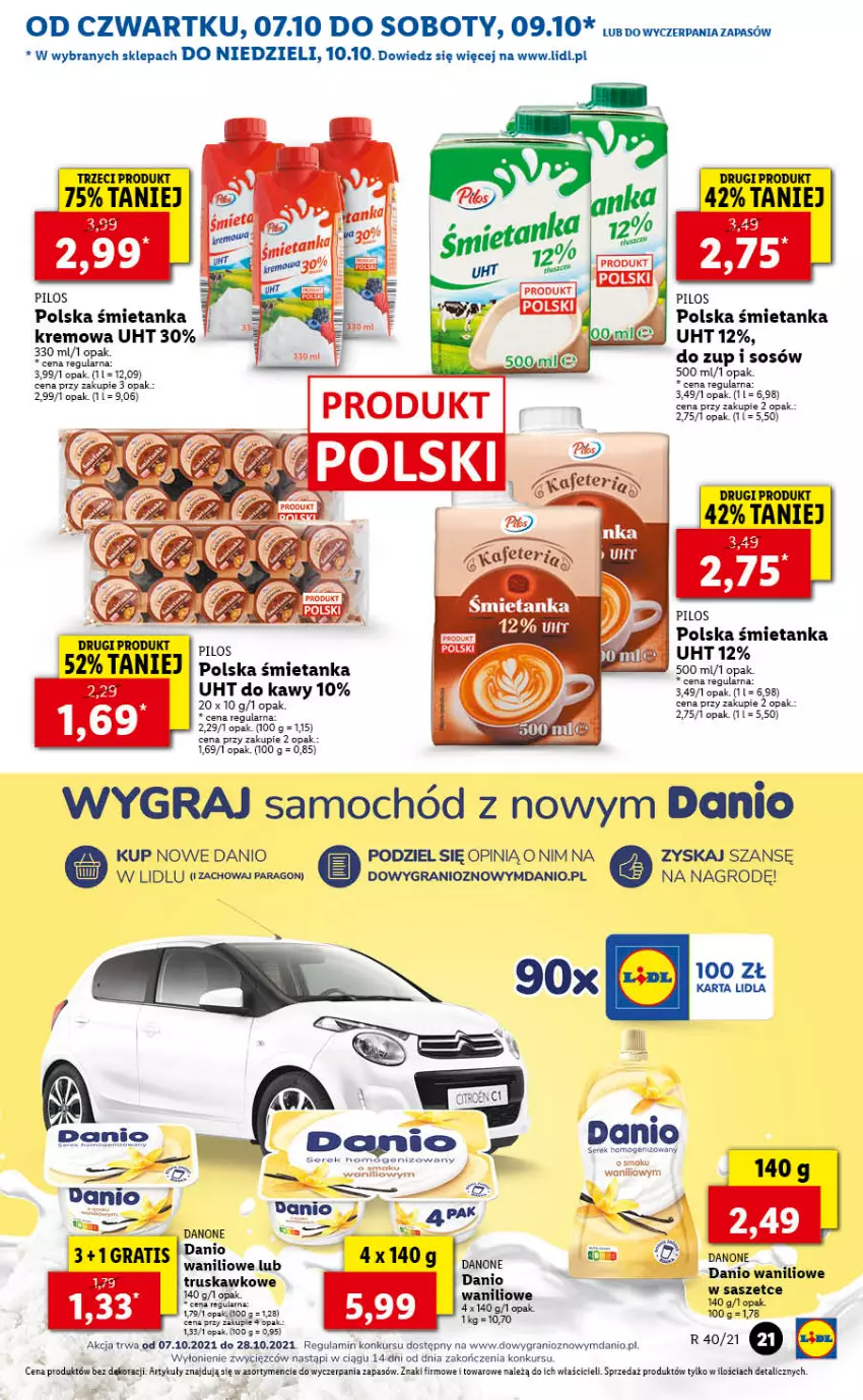 Gazetka promocyjna Lidl - GAZETKA - ważna 07.10 do 10.10.2021 - strona 21 - produkty: Danio, Danone, Gra, Pilos, Samochód, Sos