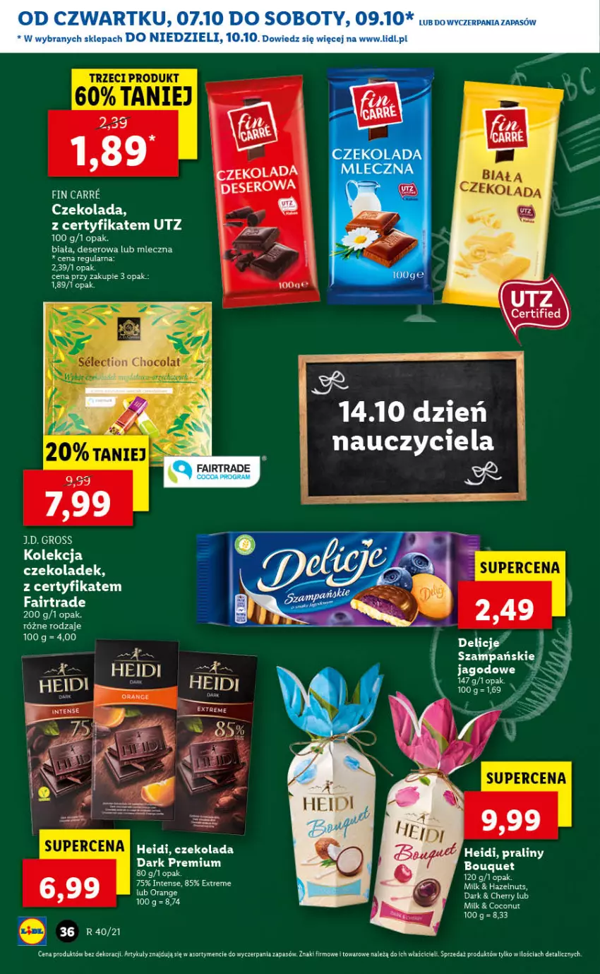 Gazetka promocyjna Lidl - GAZETKA - ważna 07.10 do 10.10.2021 - strona 36 - produkty: Czekolada, Deser, Fa, Praliny, Ser