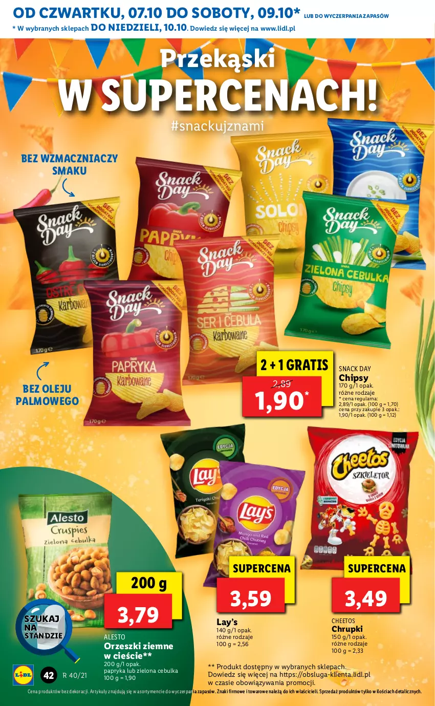 Gazetka promocyjna Lidl - GAZETKA - ważna 07.10 do 10.10.2021 - strona 43 - produkty: Cheetos, Chipsy, Chrupki, Gra, Lay’s, Olej, Orzeszki, Orzeszki ziemne, Papryka