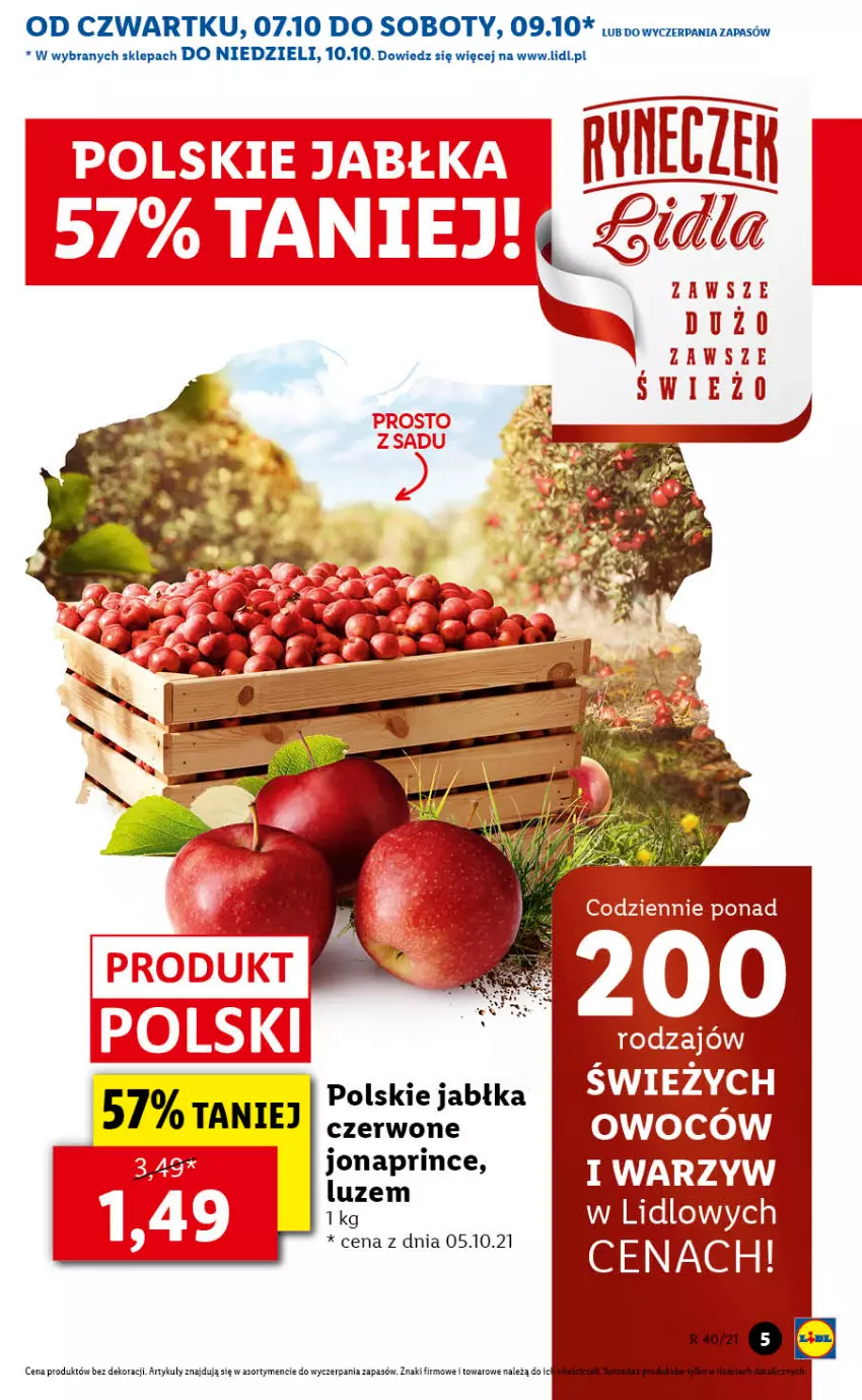 Gazetka promocyjna Lidl - GAZETKA - ważna 07.10 do 10.10.2021 - strona 5 - produkty: Jabłka