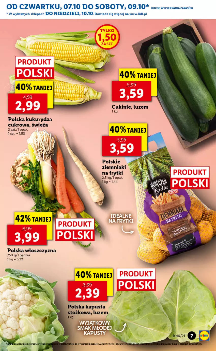 Gazetka promocyjna Lidl - GAZETKA - ważna 07.10 do 10.10.2021 - strona 7 - produkty: Frytki, Kukurydza, Ziemniaki