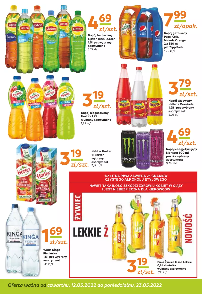 Gazetka promocyjna Gama - Gazetka Gama - ważna 23.05.2022 do 12.05.2023 - strona 10 - produkty: Gra, Hellena, Hortex, Lack, Lipton, Mirinda, Napój, Napój gazowany, Napój niegazowany, Nektar, Oranżada, Pepsi, Piec, Piwa, Piwo, Woda