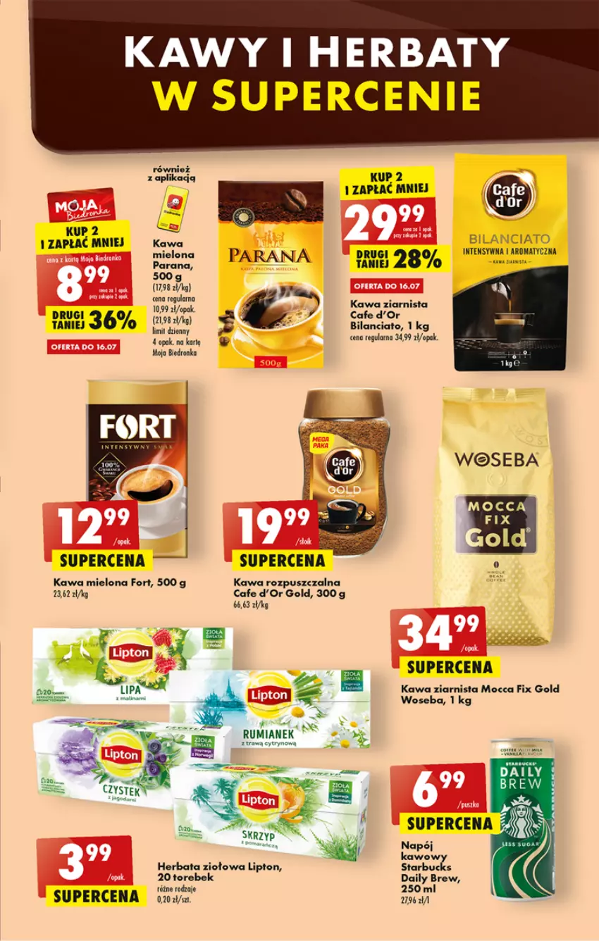 Gazetka promocyjna Biedronka - ważna 14.07 do 20.07.2022 - strona 37 - produkty: Dron, Herbata, Kawa, Kawa mielona, Kawa ziarnista, Lipton, Mocca Fix Gold, Napój, Rum, Woseba