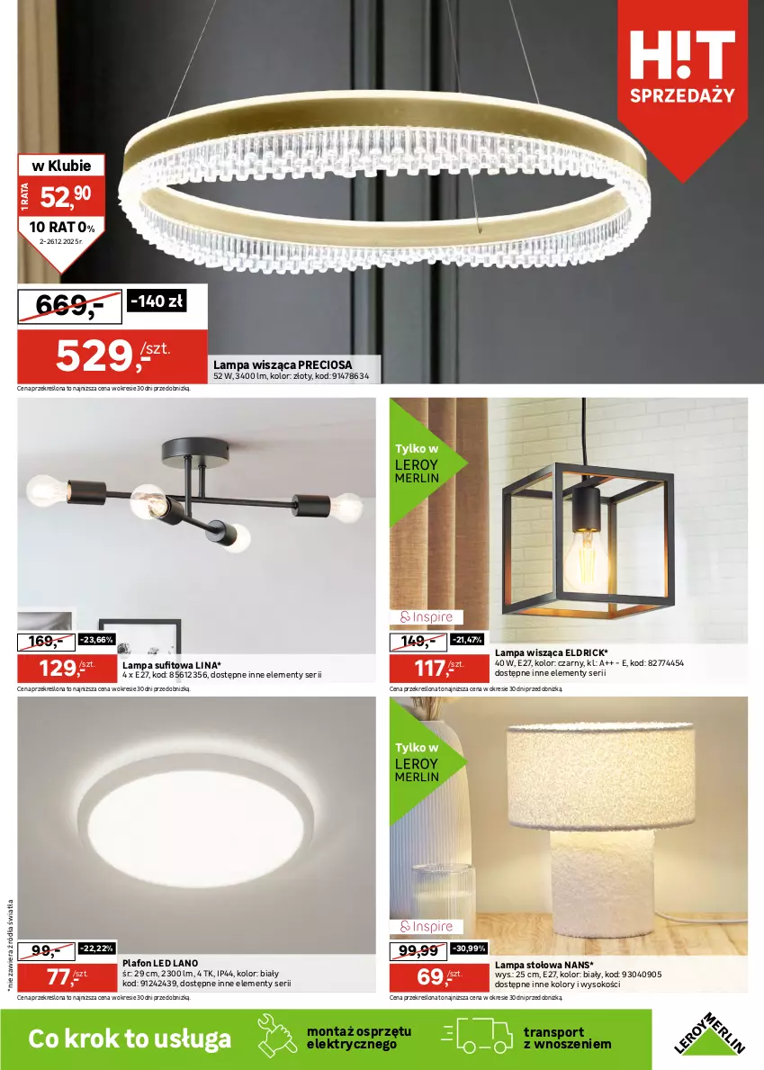 Gazetka promocyjna Leroy Merlin - Gazetka Leroy Merlin - ważna 02.12 do 26.12.2025 - strona 11 - produkty: Lampa, Lampa stołowa, Lampa sufitowa, Lampa wisząca, Listwa, Plafon, Plafon LED, Por, Reflektor, Ser, Sok, Sport, Tran