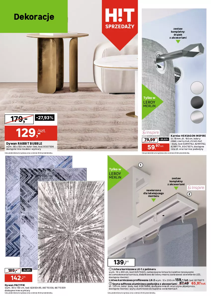 Gazetka promocyjna Leroy Merlin - Gazetka Leroy Merlin - ważna 02.12 do 26.12.2025 - strona 12 - produkty: Bieżnik, Dywan, Karnisz, Koc, Listwa, Obrus, Poszewka, Stół, Szyna, Szyny, Tarta, Zasłona