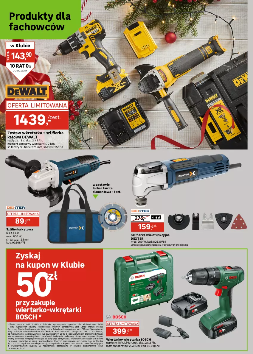 Gazetka promocyjna Leroy Merlin - Gazetka Leroy Merlin - ważna 02.12 do 26.12.2025 - strona 28 - produkty: Bosch, Fa, Młot, Młotek, Noż, Olej, Poziomica, Rama, Szczypce, Szlifierka, Szlifierka kątowa, Tarcza diamentowa, Tarka, Torba, Tran, Wkręt, Wkrętarka, Zestaw kluczy, Zestaw wkrętaków