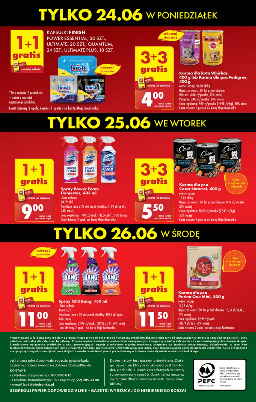 Gazetka promocyjna Biedronka - Od poniedzialku - ważna 24.06 do 29.06.2024 - strona 64 - produkty: Cillit Bang, Domestos, Dron, Finish, Gra, Halo, Kosz, Papier, Pedigree, Por, Pur, Purina, Telefon, Tytan, Whiskas