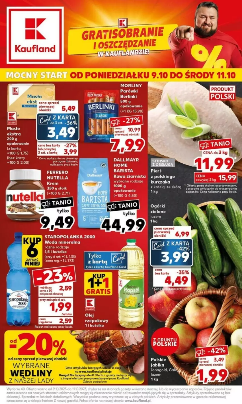 Gazetka promocyjna Kaufland - ważna 09.10 do 11.10.2023 - strona 1 - produkty: Fa, Grunt, Kawa, Kawa ziarnista, Masło, Sos, Waga, Woda