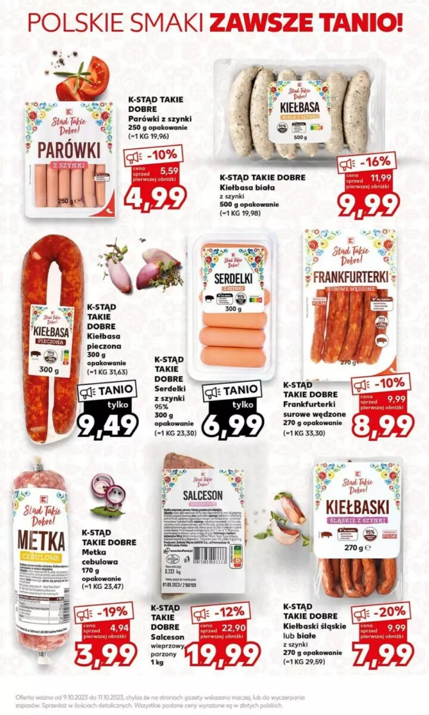 Gazetka promocyjna Kaufland - ważna 09.10 do 11.10.2023 - strona 18 - produkty: Frankfurterki, Kiełbasa, Kiełbasa biała, Kiełbaski śląskie, Parówki, Parówki z szynki, Piec, Ser, Serdelki