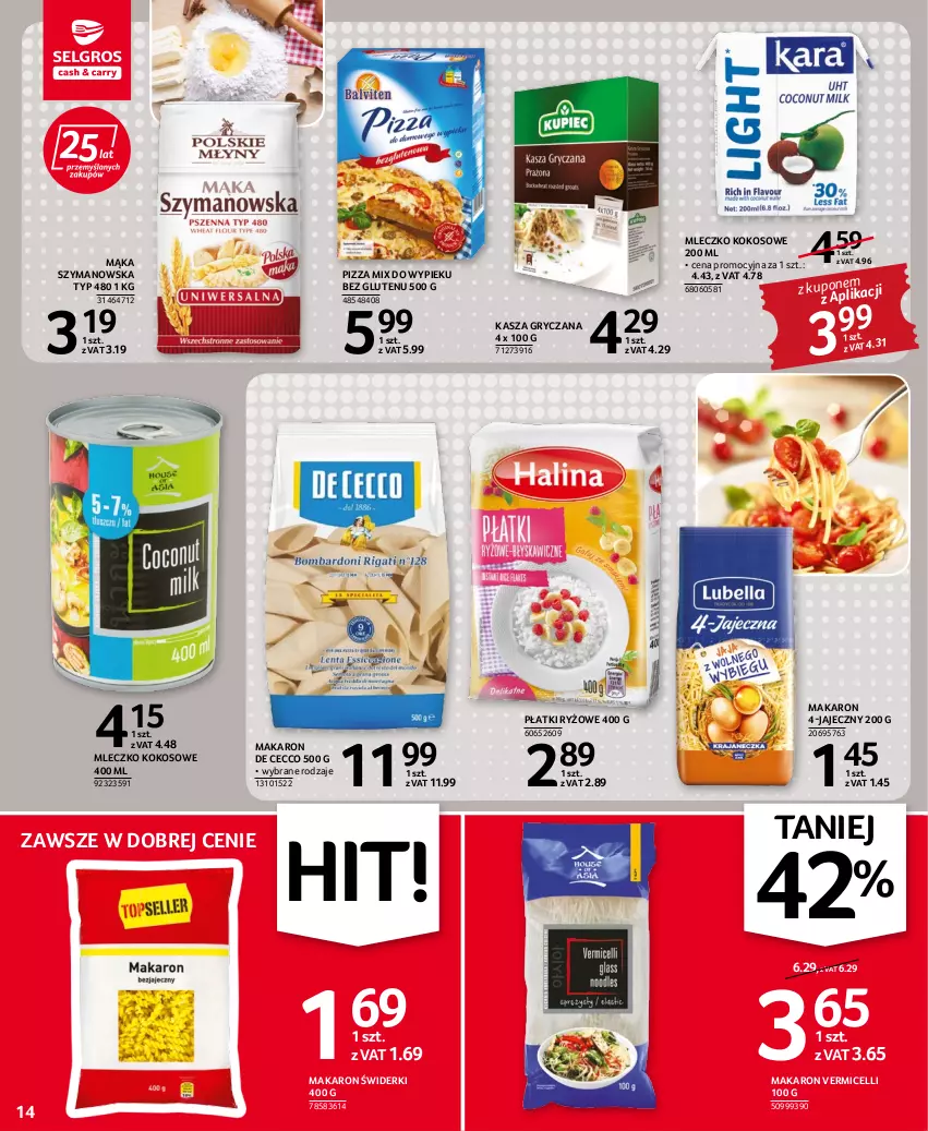 Gazetka promocyjna Selgros - Oferta spożywcza - ważna 11.08 do 24.08.2022 - strona 14 - produkty: Gry, Kasza, Kasza gryczana, Kokos, Mąka, Makaron, Mleczko, Pizza, Płatki ryżowe, Ryż