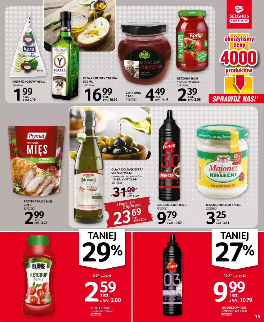 Gazetka promocyjna Selgros - Oferta spożywcza - ważna 11.08 do 24.08.2022 - strona 15 - produkty: Gin, Ketchup, Kokos, Majonez, Oliwa z oliwek, Sos, Sos czosnkowy