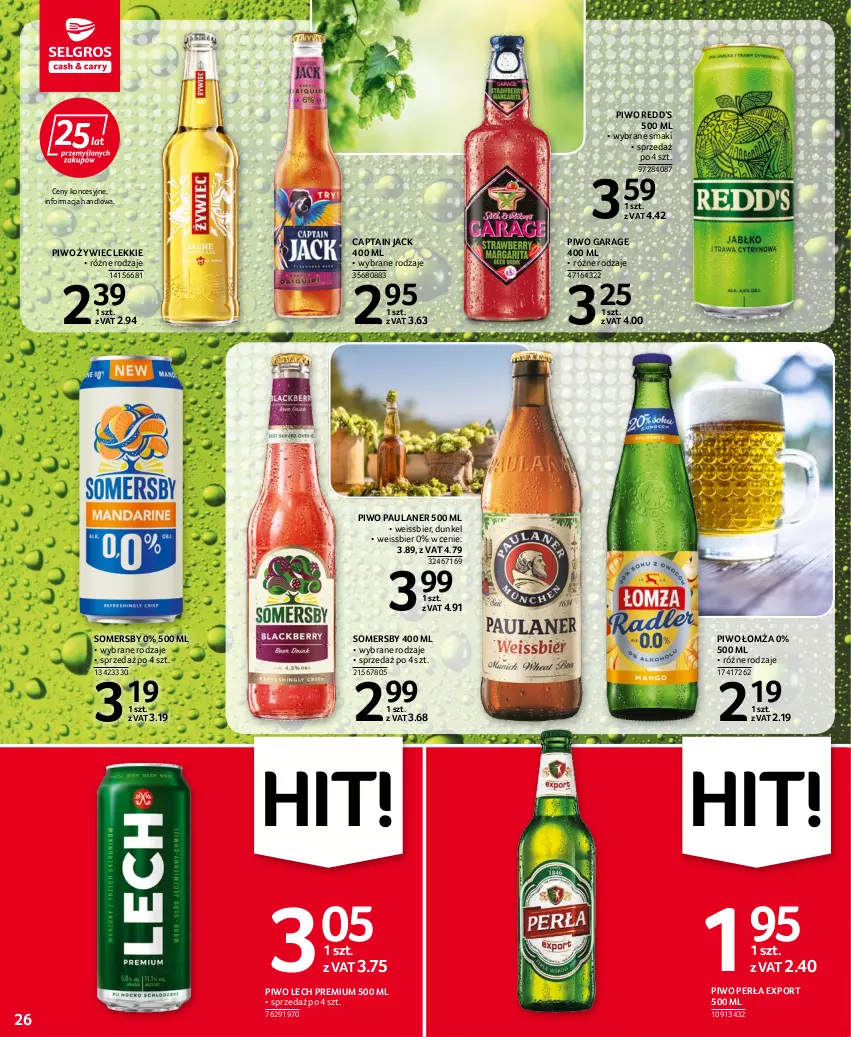 Gazetka promocyjna Selgros - Oferta spożywcza - ważna 11.08 do 24.08.2022 - strona 26 - produkty: Captain Jack, Lech Premium, Perła, Piwo, Por, Somersby