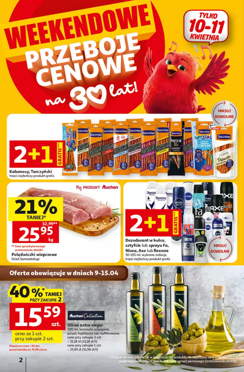 Gazetka promocyjna Auchan - Gazetka 30 Lat Hipermarket Auchan - ważna 09.04 do 15.04.2026 - strona 2 - produkty: Dezodorant, Fa, Gra, Kabanos, Nivea, Rexona, Tarczyński
