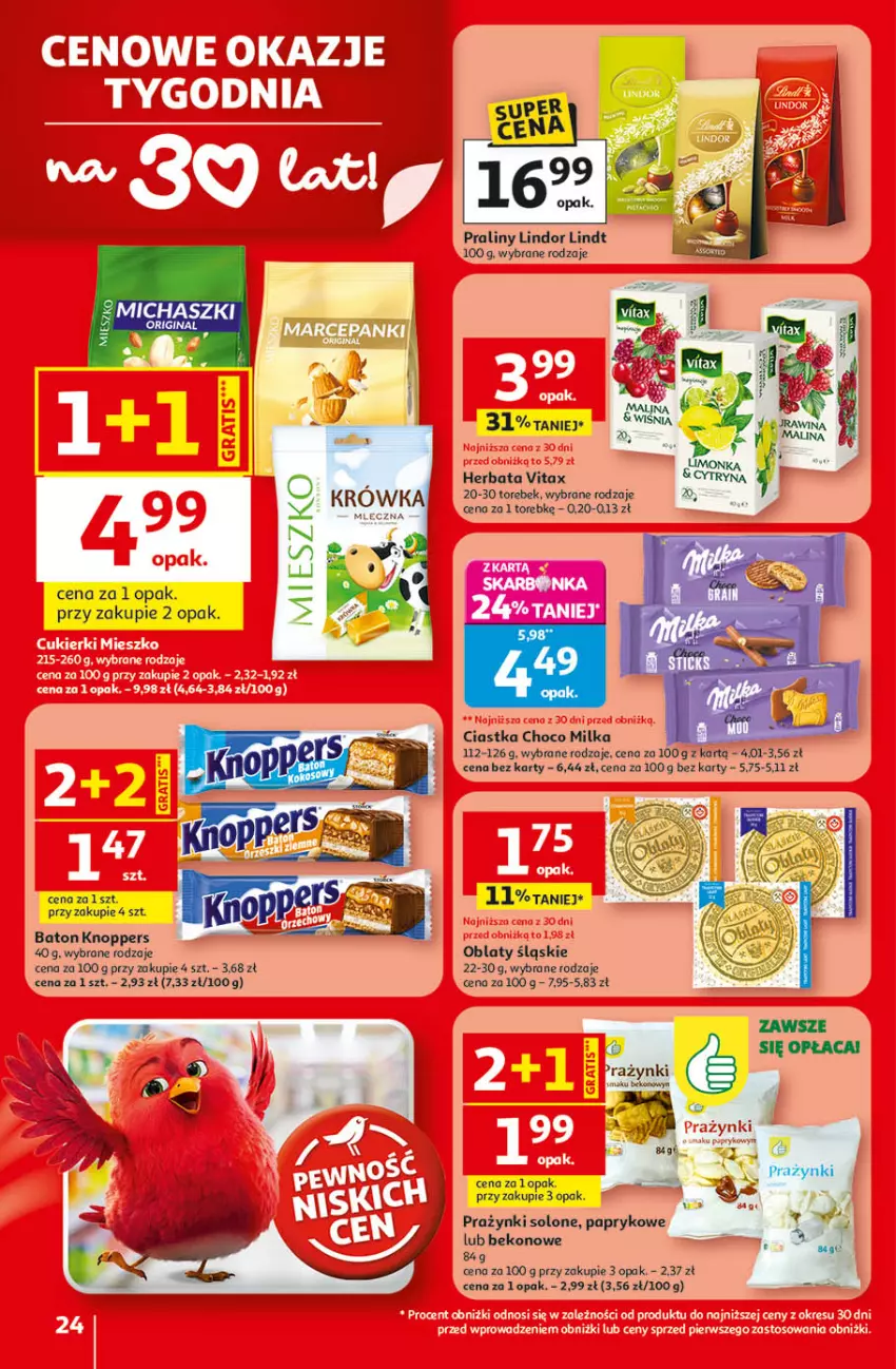 Gazetka promocyjna Auchan - Gazetka 30 Lat Hipermarket Auchan - ważna 09.04 do 15.04.2026 - strona 24 - produkty: Baton, Beko, Herbata, Knoppers, Lindor, Lindt, Praliny, Vitax
