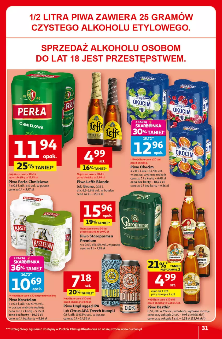 Gazetka promocyjna Auchan - Gazetka 30 Lat Hipermarket Auchan - ważna 09.04 do 15.04.2026 - strona 31 - produkty: Kasztelan, Koc, Okocim, Perła, Piwo