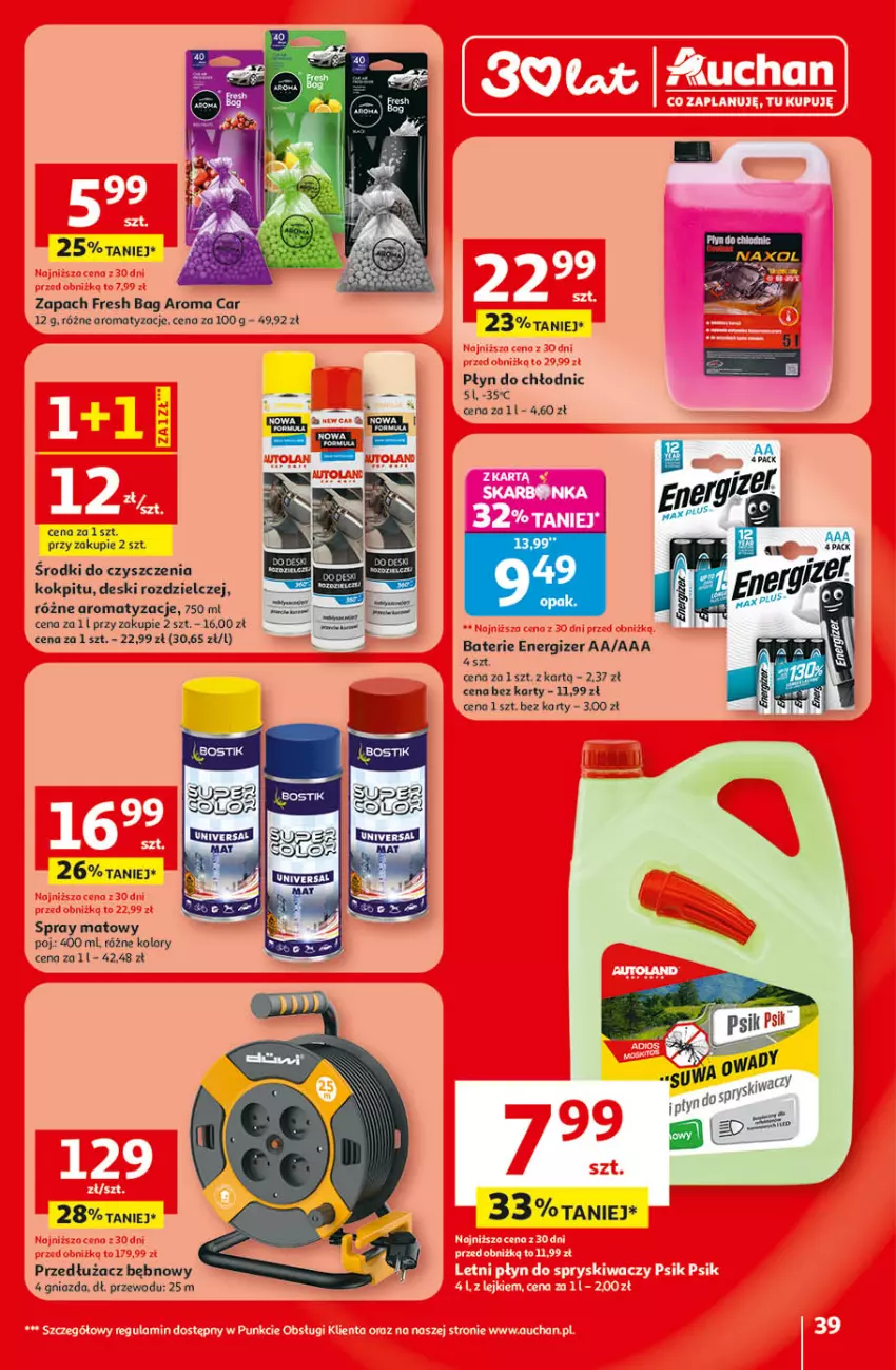 Gazetka promocyjna Auchan - Gazetka 30 Lat Hipermarket Auchan - ważna 09.04 do 15.04.2026 - strona 39 - produkty: Energizer, Płyn do chłodnic