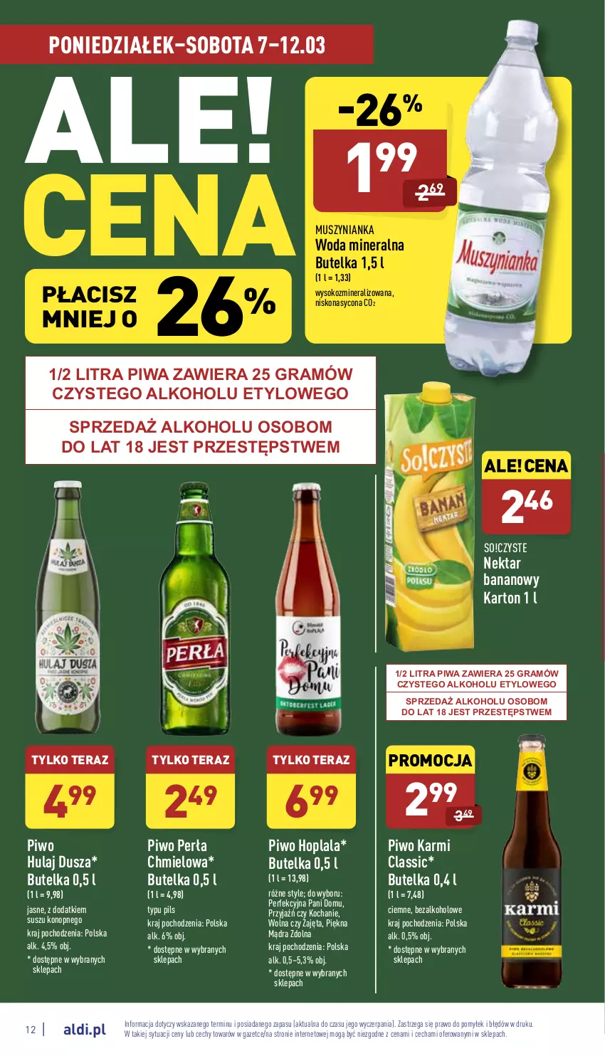 Gazetka promocyjna Aldi - Katalog spożywczy - ważna 07.03 do 12.03.2022 - strona 12 - produkty: Gra, Karmi, Koc, Mus, Muszynianka, Nektar, Nektar bananowy, Perła, Piwa, Piwo, Sok, Tera, Woda, Woda mineralna