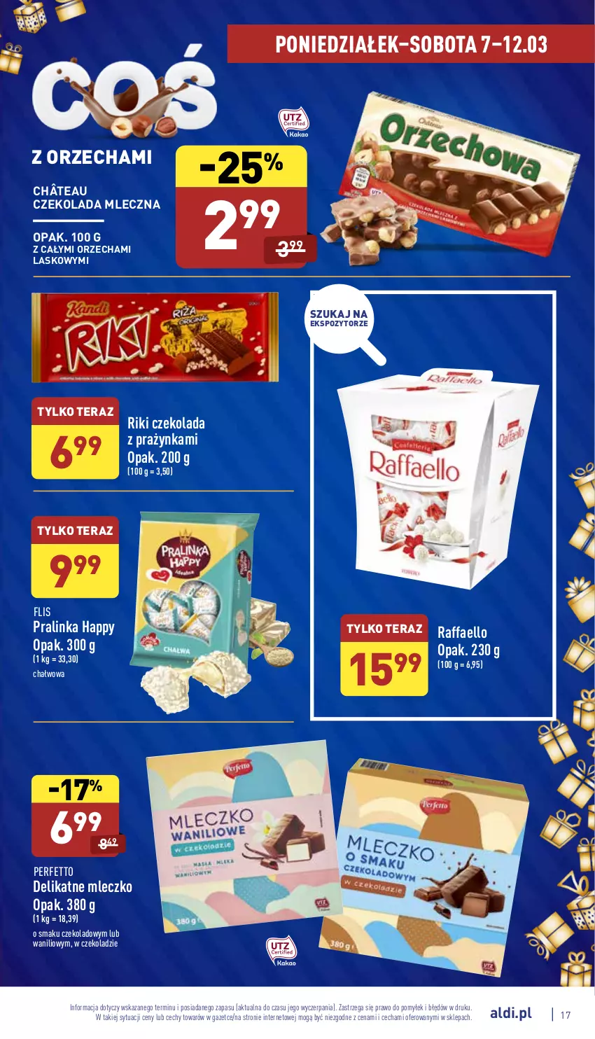 Gazetka promocyjna Aldi - Katalog spożywczy - ważna 07.03 do 12.03.2022 - strona 17 - produkty: Czekolada, Czekolada mleczna, Fa, Inka, Mleczko, Raffaello, Tera